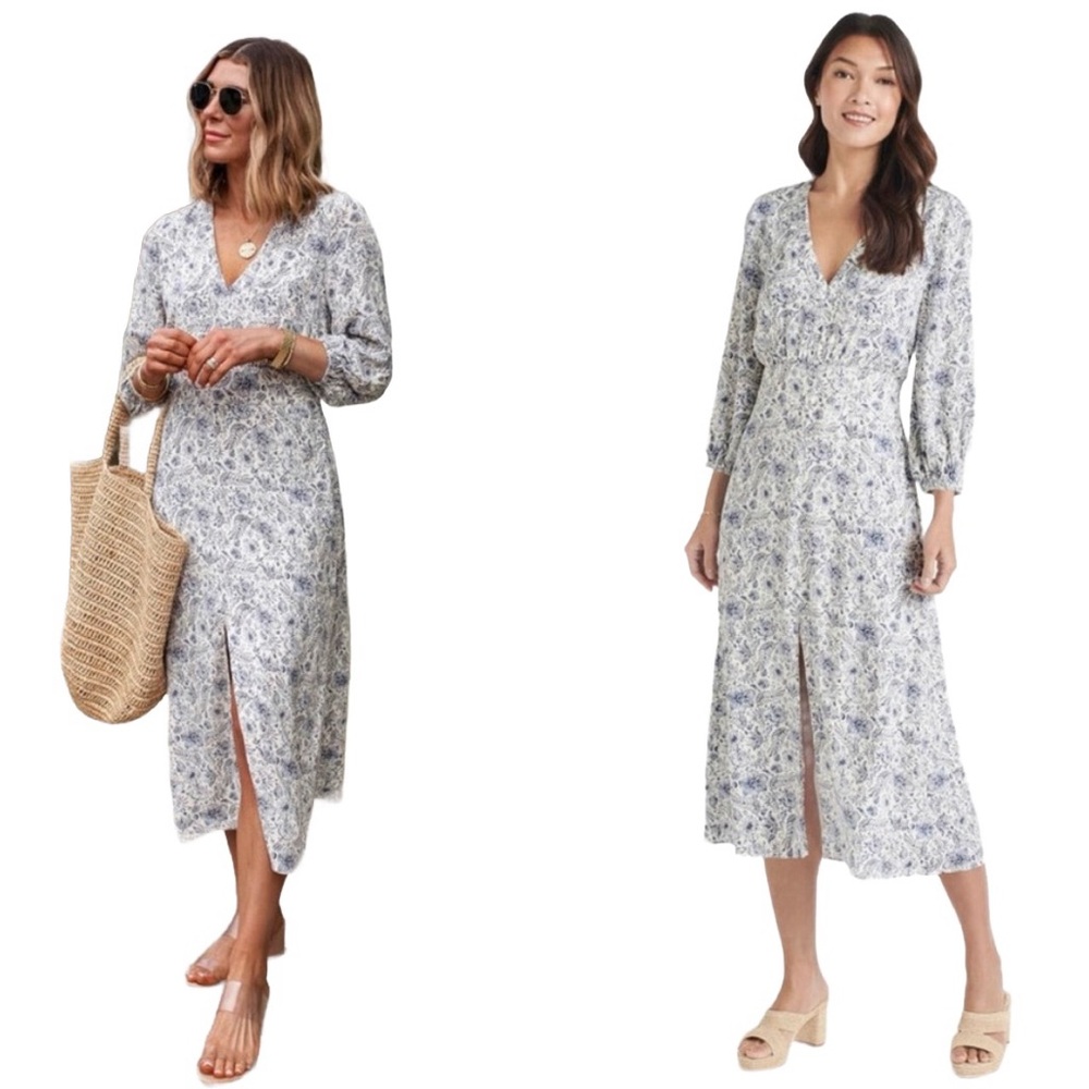 Splendid X Cella Jane printed midi dress NWT with slit and open back, XL